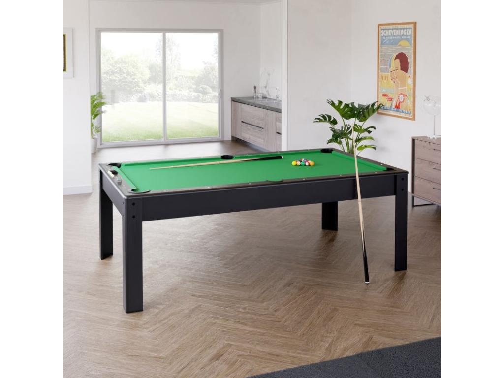 Billard Am¨¦ricain Vertchez 7Ft - 226.5x126.5x80 cm avec accessoires et plateau d'natoire - Couleur Noir
