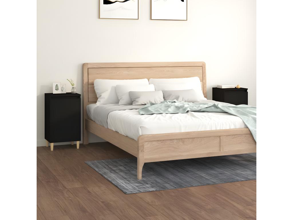 Tables de chevet 2 pièces noir 40x35x70 cm bois d'ing¨¦nierie
