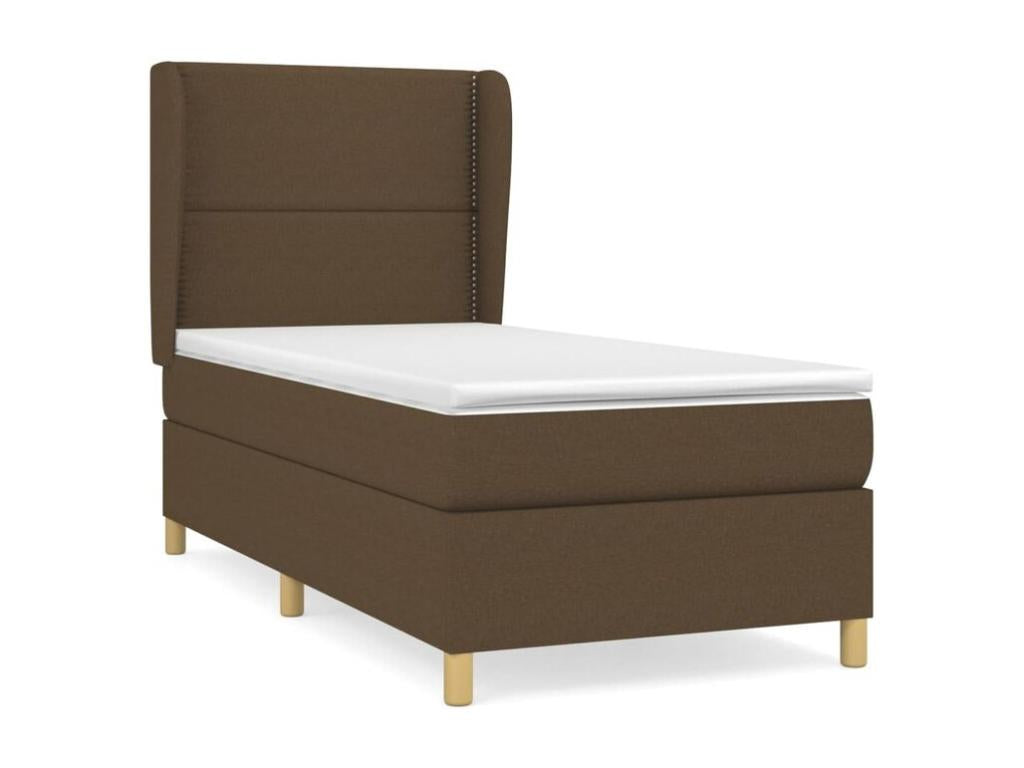 Sommier ¨¤ Vertchez de lit avec matelas Marron fonc¨¦ 100x200