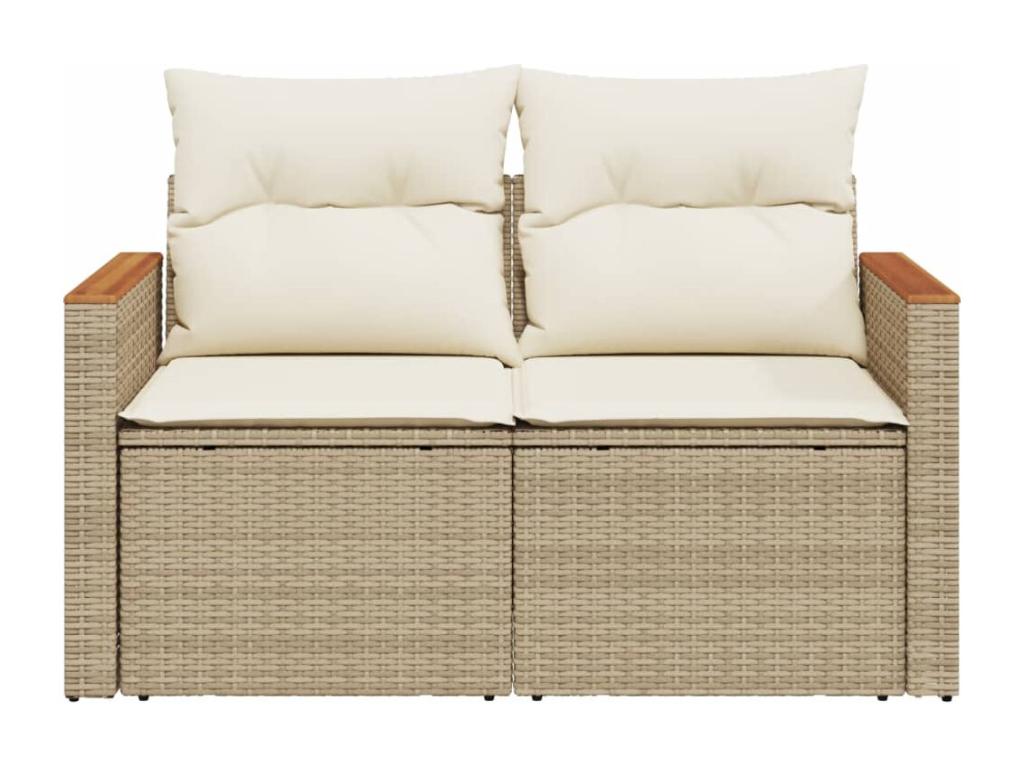 Canap¨¦ de jardin avec coussins 2 places beige r¨¦sine tress¨¦e