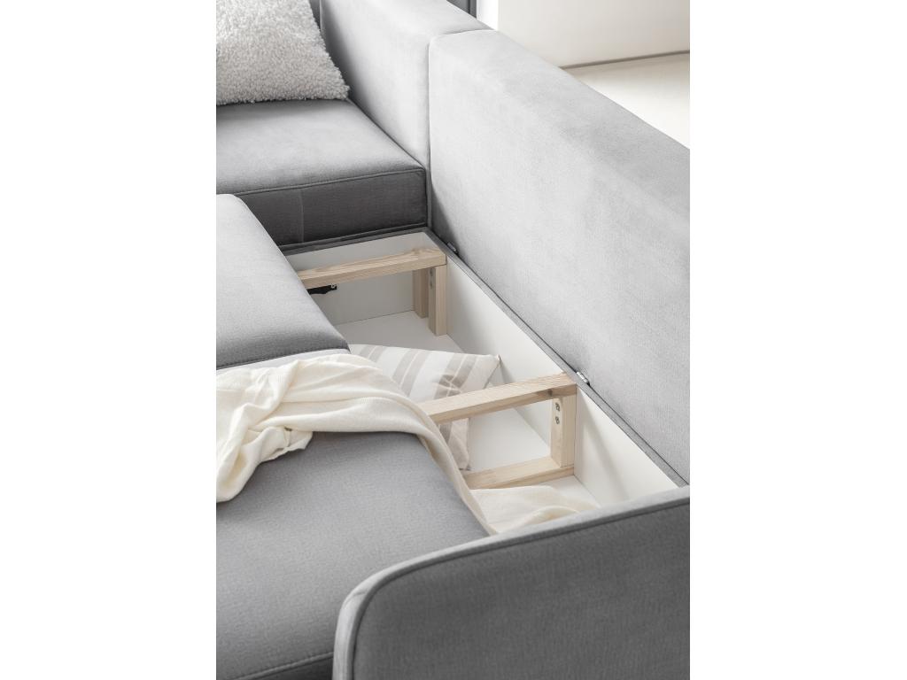 Canap¨¦ d'angle gauche convertible tissu cr¨¨me Vertchez 276cm