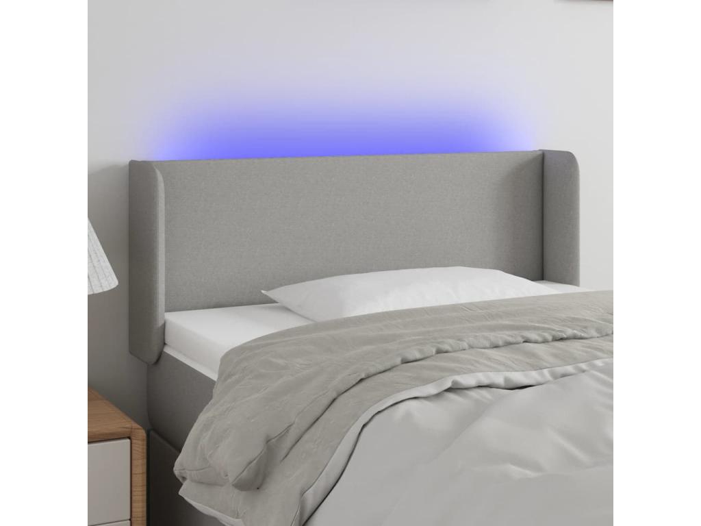Tête de lit ¨¤ LED Gris clair 83x16x78-88 Tissu