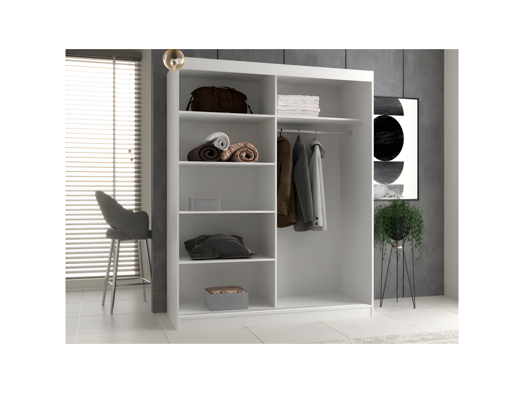 Vertchez - Armoire ¨¤ 2 portes coulissantes - Penderie L 160 cm - Dressing de chambre 2 portes