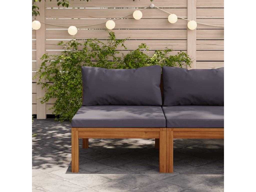 Canap¨¦ sectionnel central et coussins gris fonc¨¦ Bois d'Vertchez