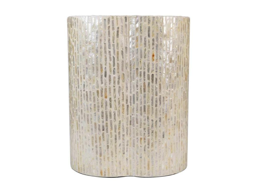 Tabouret en bois fini en capiz gris 40x40x50