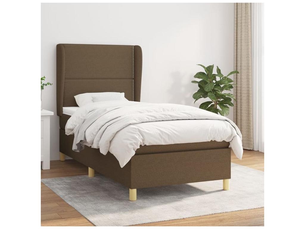 Sommier ¨¤ Vertchez de lit avec matelas Marron fonc¨¦ 100x200