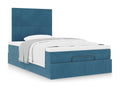 Cadre de lit ottoman avec matelas bleu fonc¨¦ 120x190 cm velours