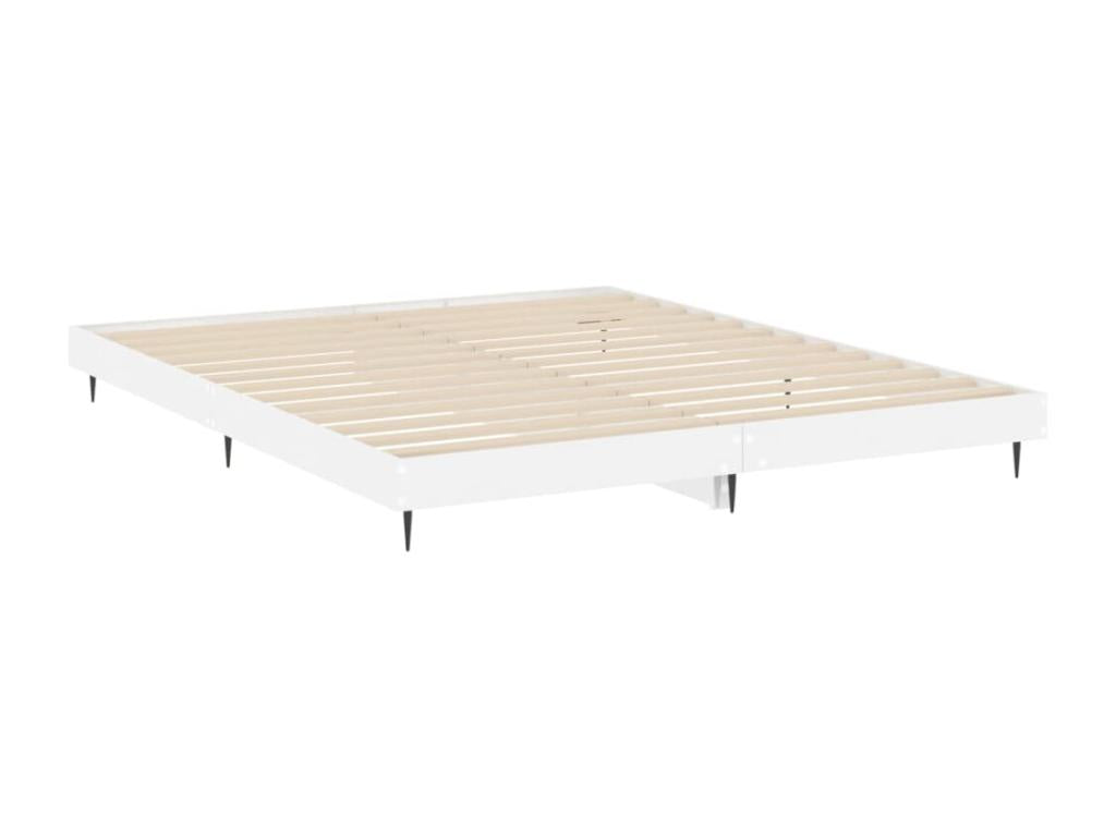 Cadre de lit blanc brillant 200x200 bois d'ing¨¦nierie