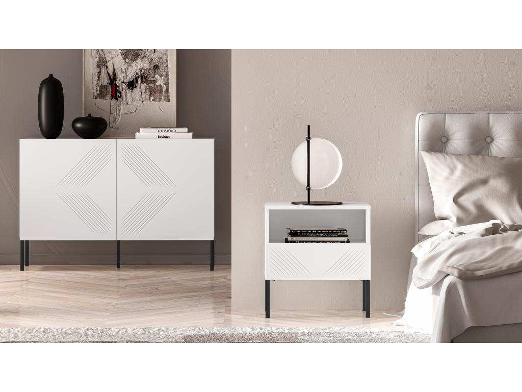 Table De Chevet Vertchez NS50 1D 50x34x53 Blanc