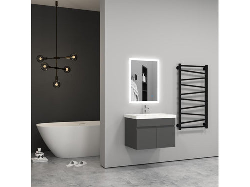 60cm Meuble salle de bain anthracite 2 portes avec une vasque ¨¤ poser Vertchez