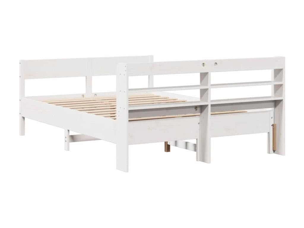 Cadre de lit sans matelas blanc 140x190 cm bois de pin massif