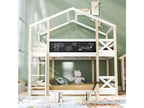 Lit d'enfant cabane avec ¨¦chelle 90x200 cm Lit sur¨¦lev¨¦ pour enfants- 2x sommier ¨¤ Vertchez- Nature / Blanc