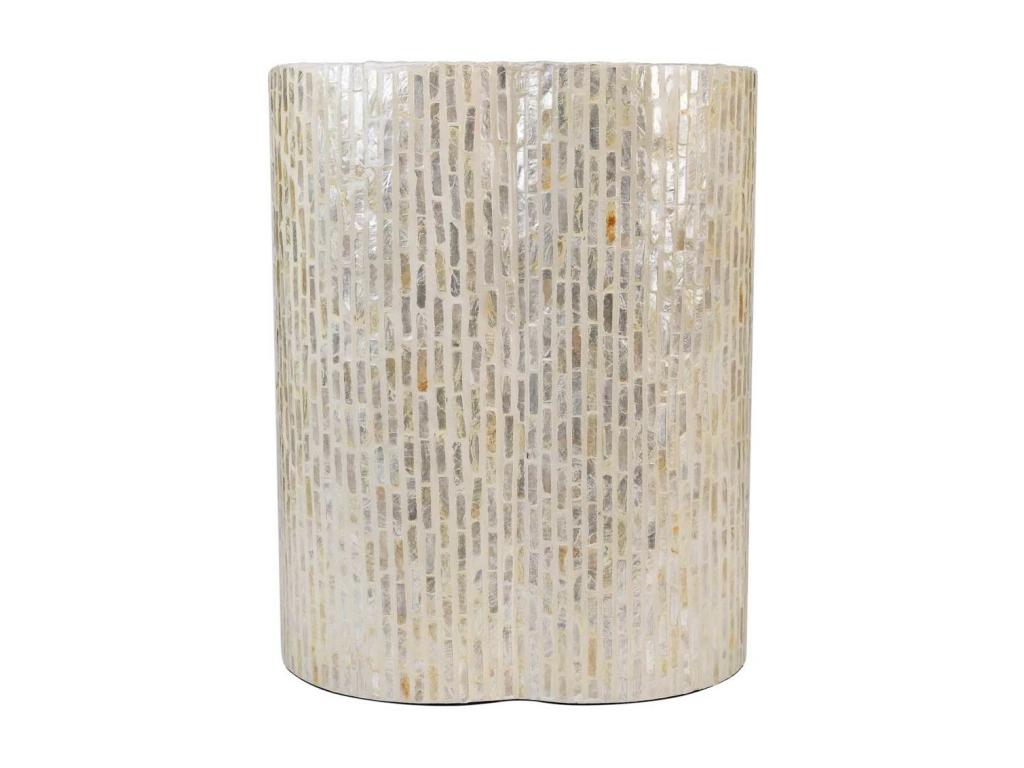 Tabouret en bois fini en capiz gris 40x40x50