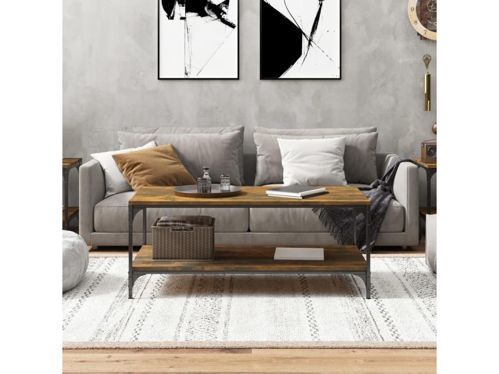 Table basse Ch¨ºne fum¨¦ 100x50x40 cm Bois d'ing¨¦nierie