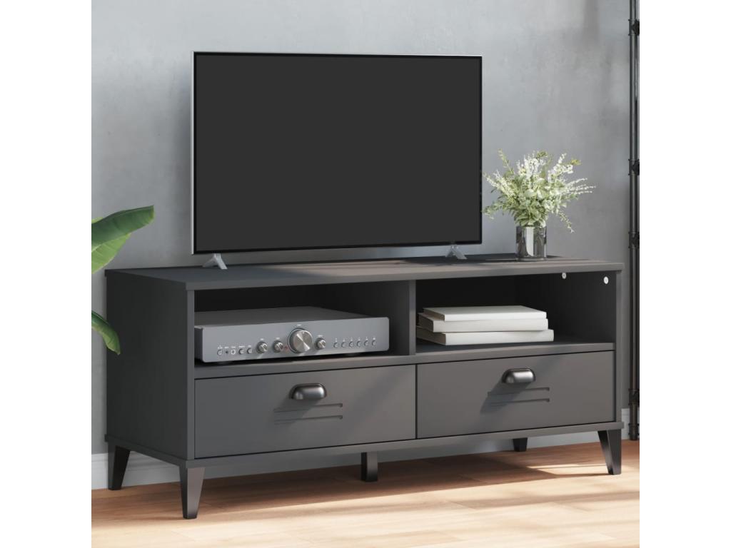 Meuble TV Vertchez gris anthracite bois de pin solide