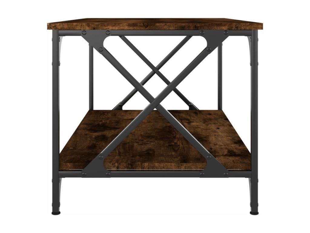 Table basse Ch¨ºne fum¨¦ 80x50x45 cm Bois d'ing¨¦nierie et fer