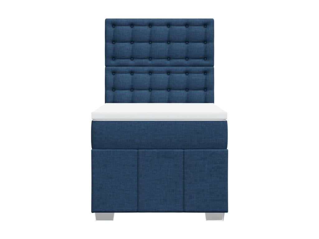 Sommier ¨¤ Vertchez de lit avec matelas Bleu 90x190 cm Tissu