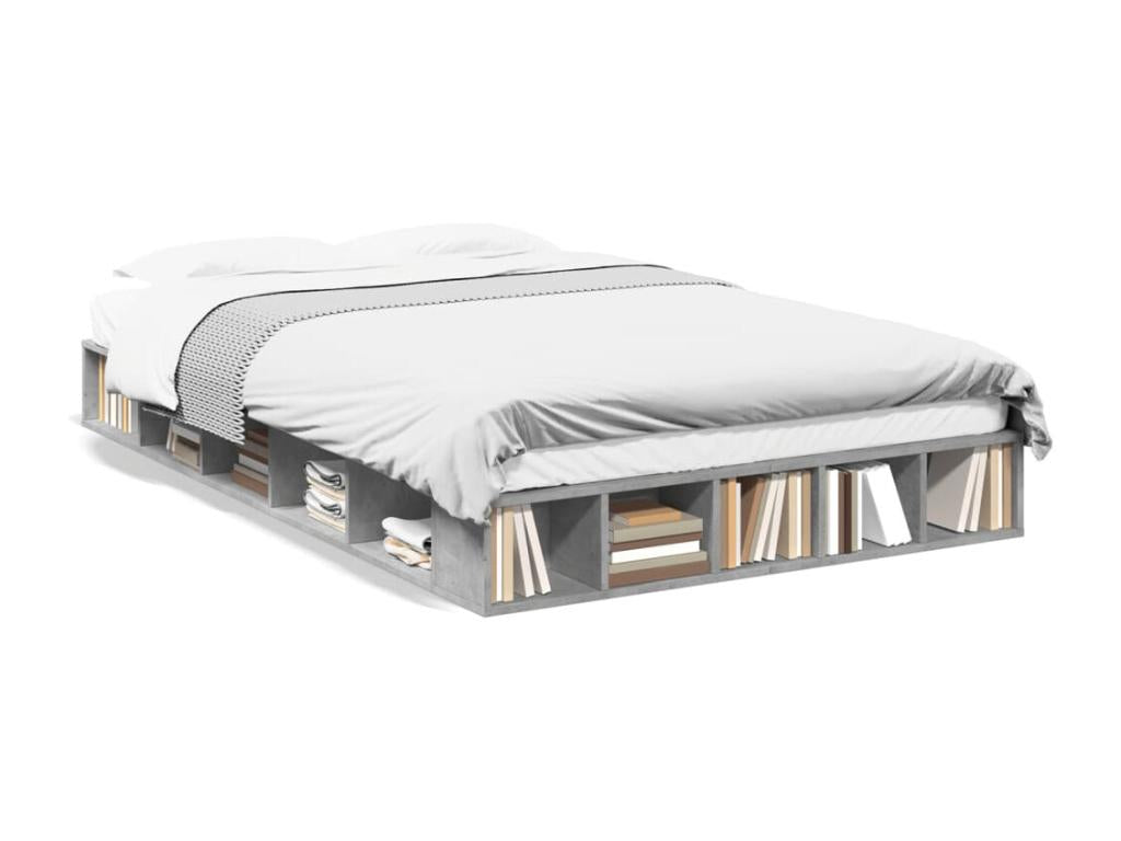 Cadre de lit gris b¨¦ton 120x200 cm bois d'ing¨¦nierie