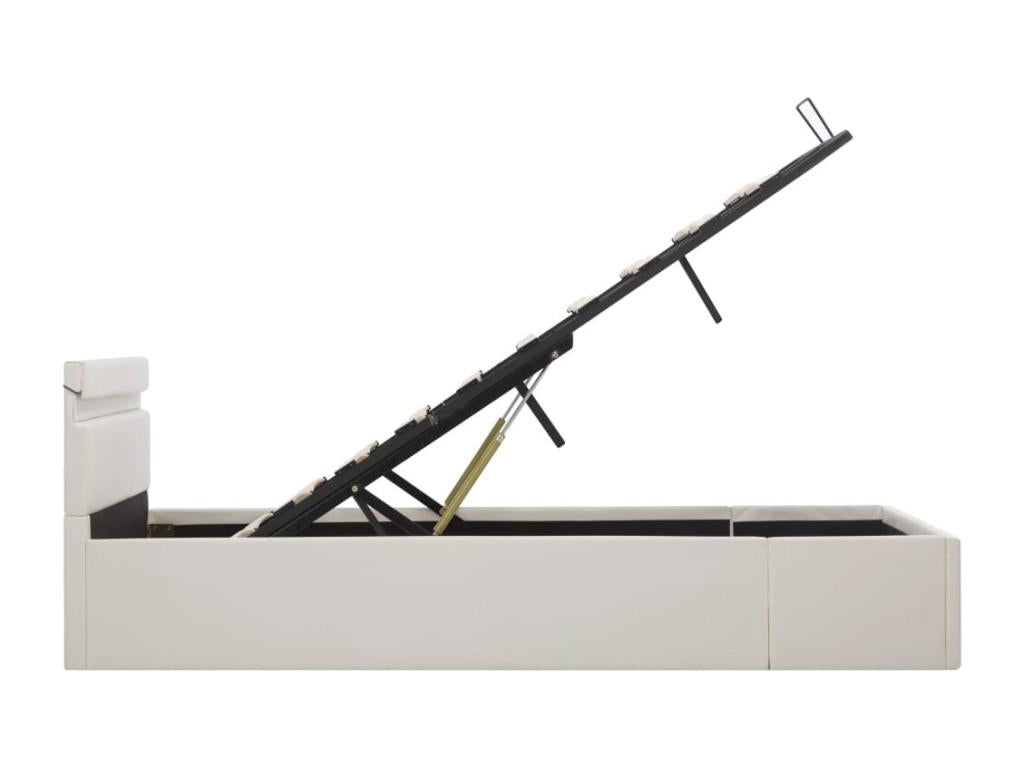 Cadre de lit ¨¤ rangement avec LED blanc similicuir 140x200 cm