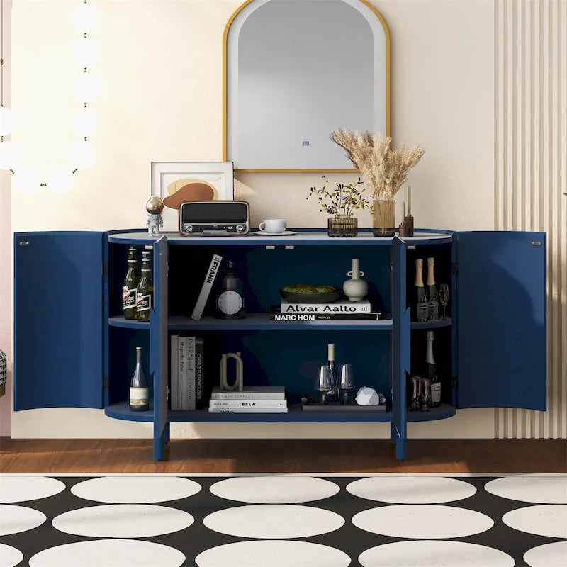 Buffet léger de luxe Merax au design incurvé avec étagères réglables