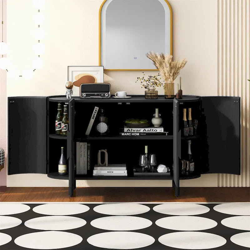 Buffet léger de luxe Merax au design incurvé avec étagères réglables