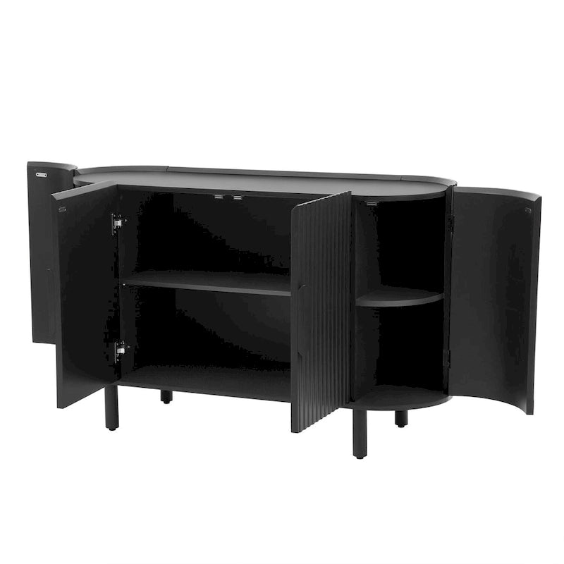 Buffet léger de luxe Merax au design incurvé avec étagères réglables