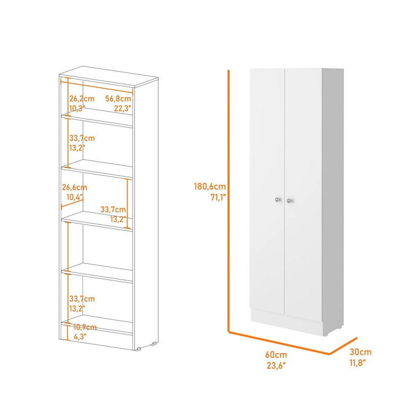 Armoire de rangement à double porte Virginia de FM Furniture, cinq étagères