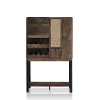 Buffet de cuisine en chêne recyclé Cassini Farmhouse avec 2 étagères ouvertes et casier à vin intégré, par Carbon Loft