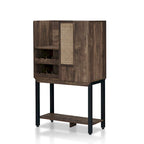 Buffet de cuisine en chêne recyclé Cassini Farmhouse avec 2 étagères ouvertes et casier à vin intégré, par Carbon Loft