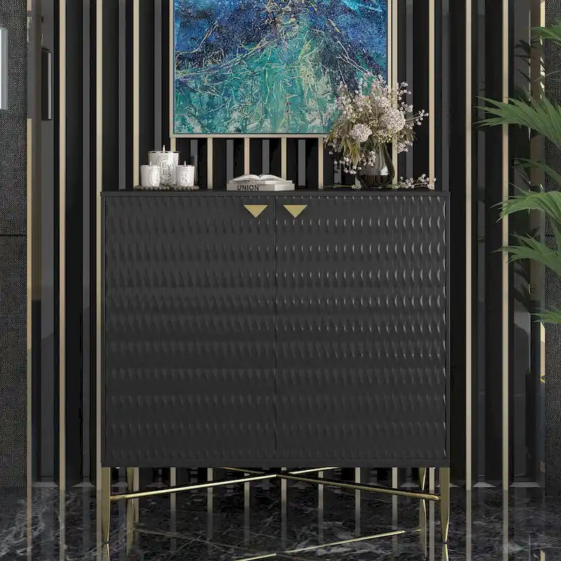 Clihome Buffet/meuble de rangement multimédia à 2 portes de 80 cm (31,5 pouces)