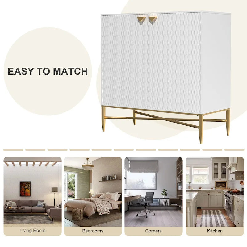 Clihome Buffet/meuble de rangement multimédia à 2 portes de 80 cm (31,5 pouces)
