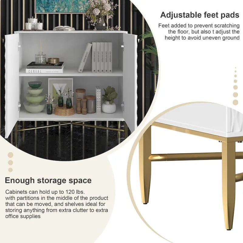 Clihome Buffet/meuble de rangement multimédia à 2 portes de 80 cm (31,5 pouces)