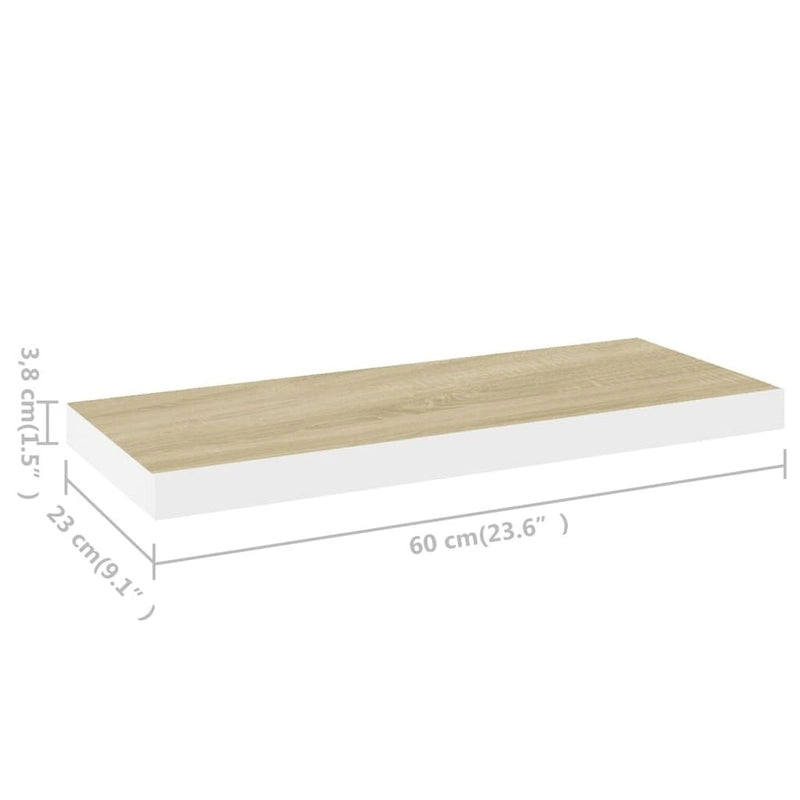 Étagères murales flottantes, 2 pièces, 23,6 x 9,3 x 1,5 cm, MDF - 23,6 x 9,3 x 1,5 cm (L x l x H)