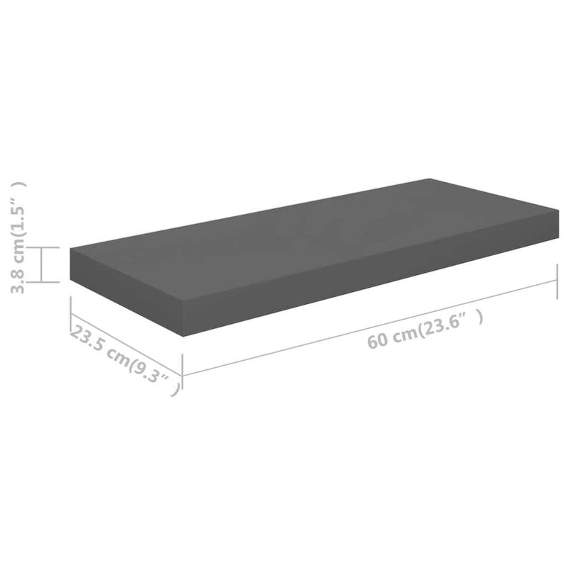 Étagères murales flottantes, 2 pièces, 23,6 x 9,3 x 1,5 cm, MDF - 23,6 x 9,3 x 1,5 cm (L x l x H)