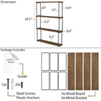 Étagère Wallniture Porto 24x4,5 pour salon et cuisine, finition noyer