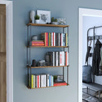 Étagère Wallniture Porto 24x4,5 pour salon et cuisine, finition noyer