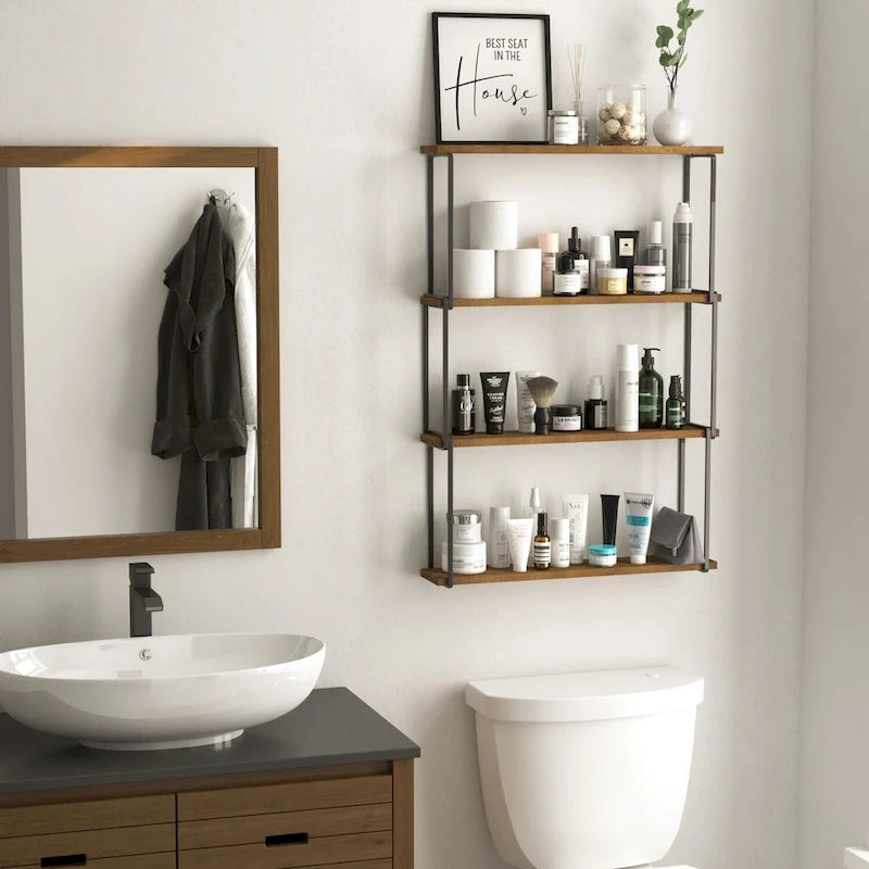 Étagère Wallniture Porto 24x4,5 pour salon et cuisine, finition noyer