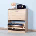 Meuble à chaussures en bois pour entrée, meuble de rangement à chaussures blanc avec 2 portes rabattables