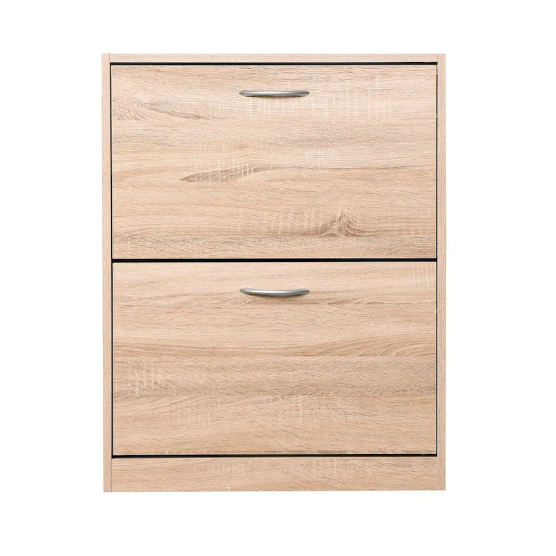Meuble à chaussures en bois pour entrée, meuble de rangement à chaussures blanc avec 2 portes rabattables
