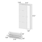 Meuble à chaussures blanc avec miroir pleine longueur, rangement vertical élégant