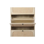 Étagère à chaussures à 3 portes en métal, meuble de rangement à chaussures moderne autoportant en rotin métallique pour entrée