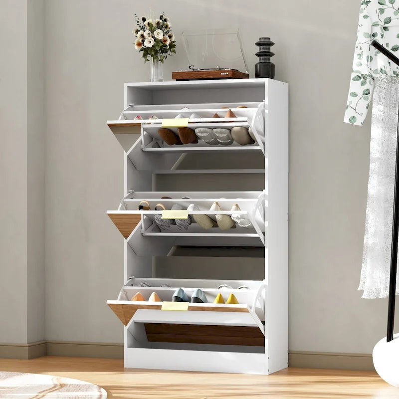 Coffre à chaussures FUFU&amp;GAGA à 3 niveaux avec tiroir miroir