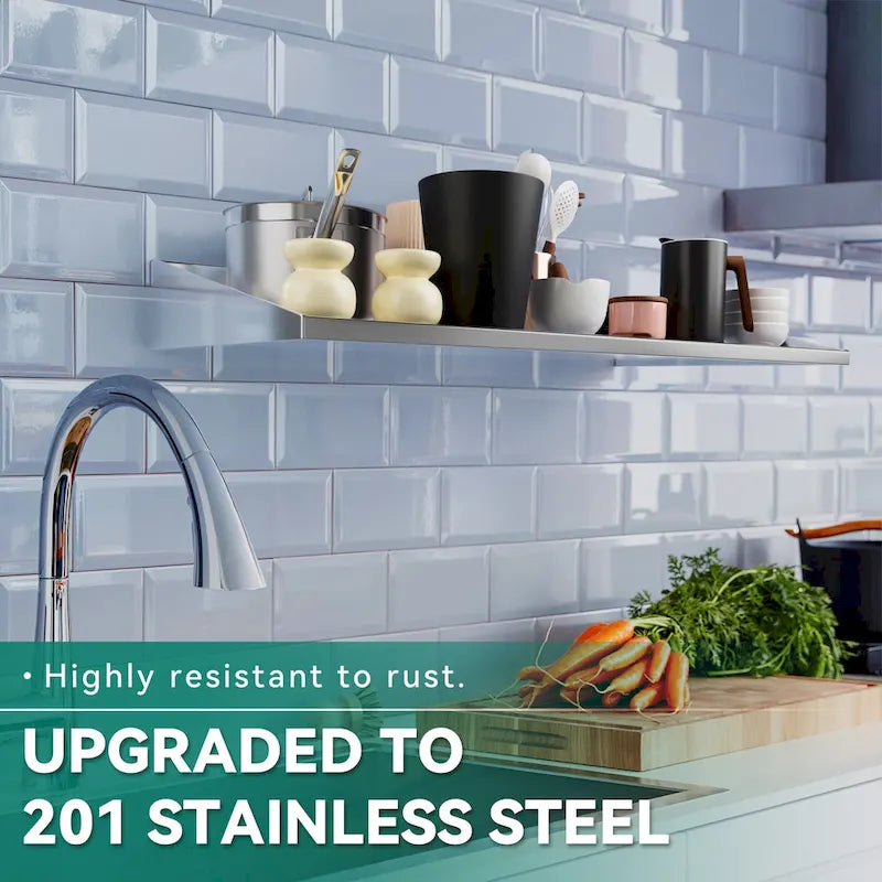 Étagère de rangement murale Moasis en acier inoxydable - 122 x 30 cm