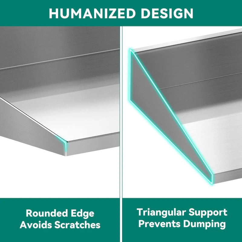 Étagère de rangement murale Moasis en acier inoxydable - 122 x 30 cm