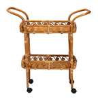 Chariot de cuisine Diwata en rotin marron naturel, style bohème moderne