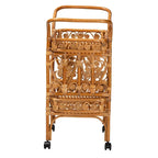 Chariot de cuisine Diwata en rotin marron naturel, style bohème moderne