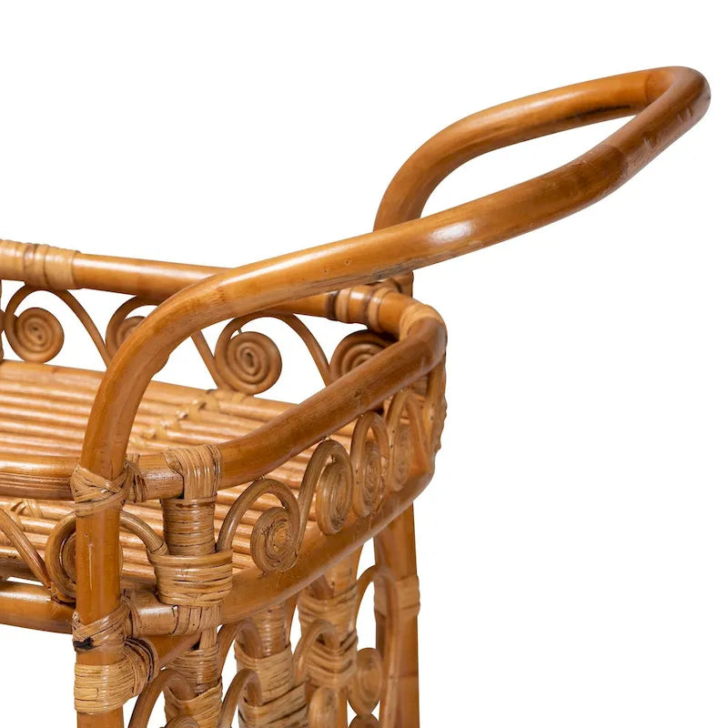Chariot de cuisine Diwata en rotin marron naturel, style bohème moderne