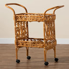 Chariot de cuisine Diwata en rotin marron naturel, style bohème moderne