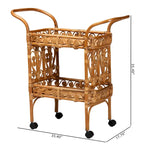 Chariot de cuisine Diwata en rotin marron naturel, style bohème moderne