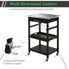 Chariot de cuisine HOMCOM avec plateau en acier inoxydable, casier à vin et tiroir